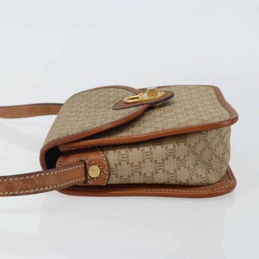 Authentic CELINE Macadam Canvas Shoulder Bag PVC Beige Gold - Picture 12 of 16